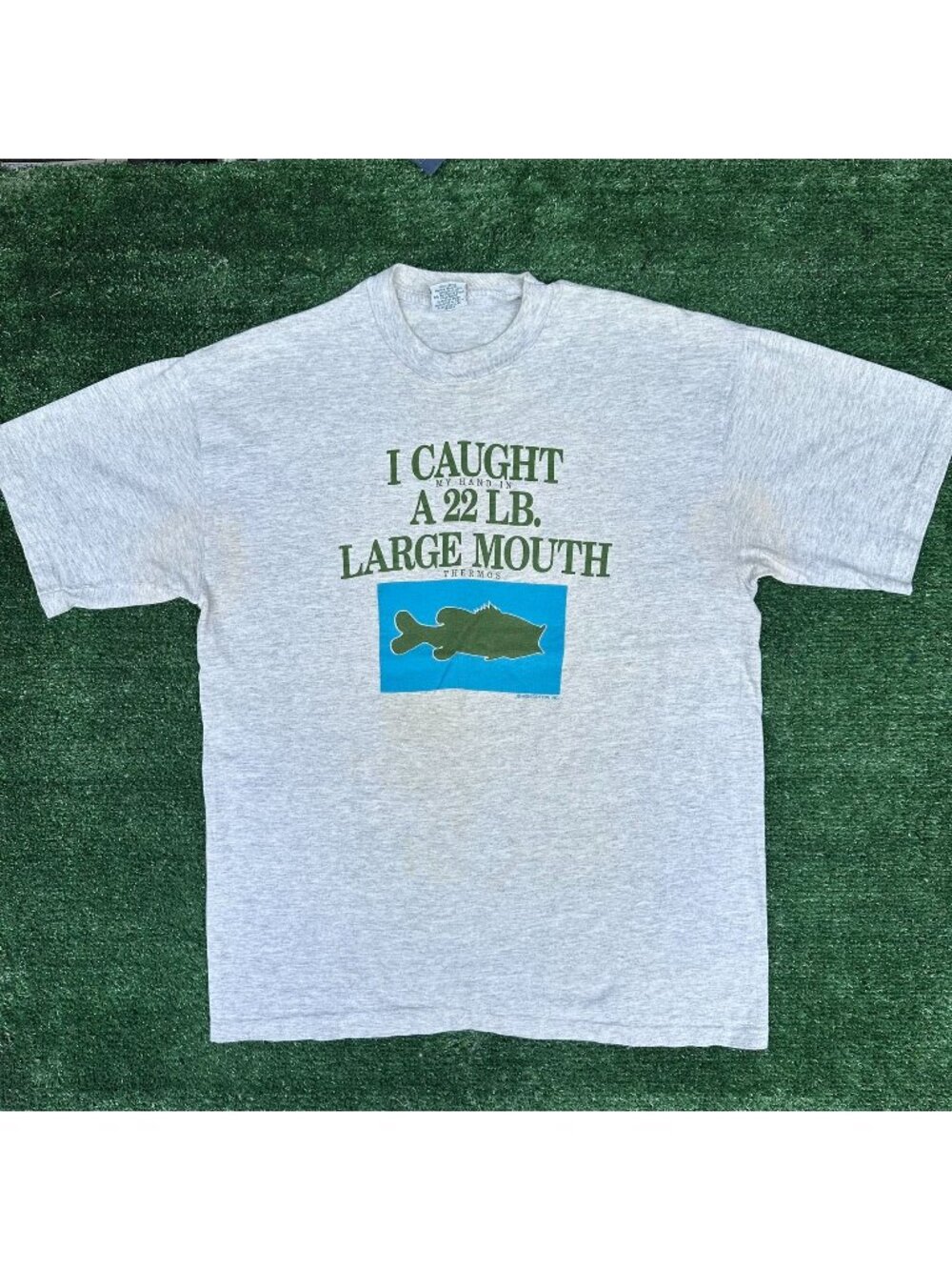Vintage 90s Fishing Humor T-Shirt Gray L Single Stitch Gorpcore Outdoor Ironic